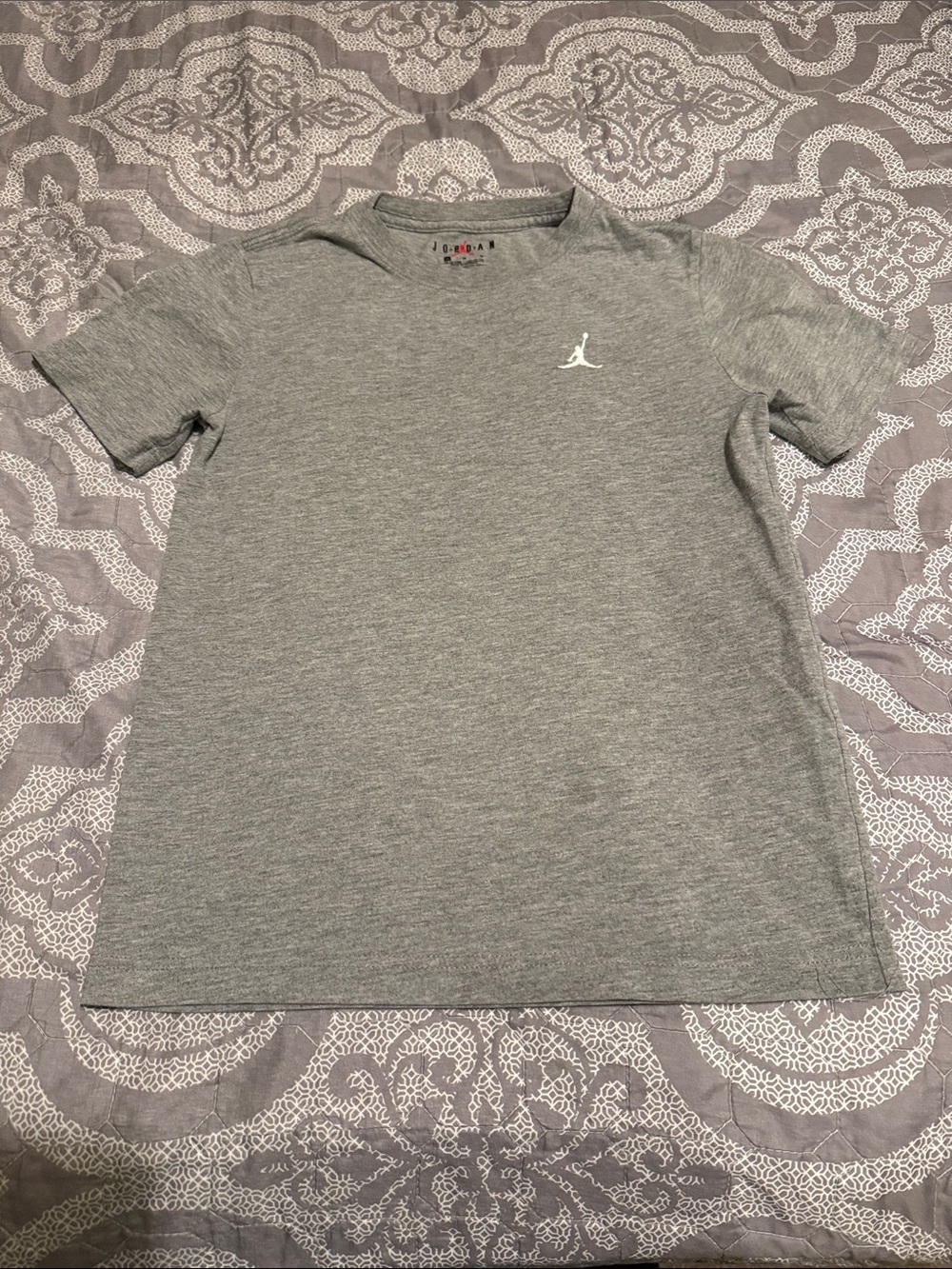 Jordan Gray Short-Sleeve Kids Tee with White Jumpman